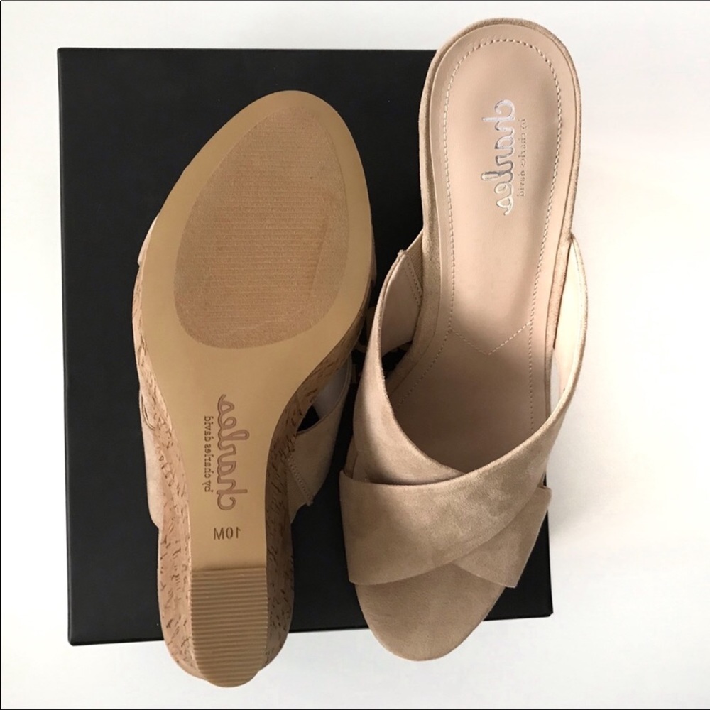 Charles David Latrice Cork Wedge Heel Nude Sandals - Picture 7 of 7